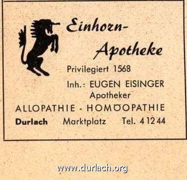 Einhorn Apotheke 1966