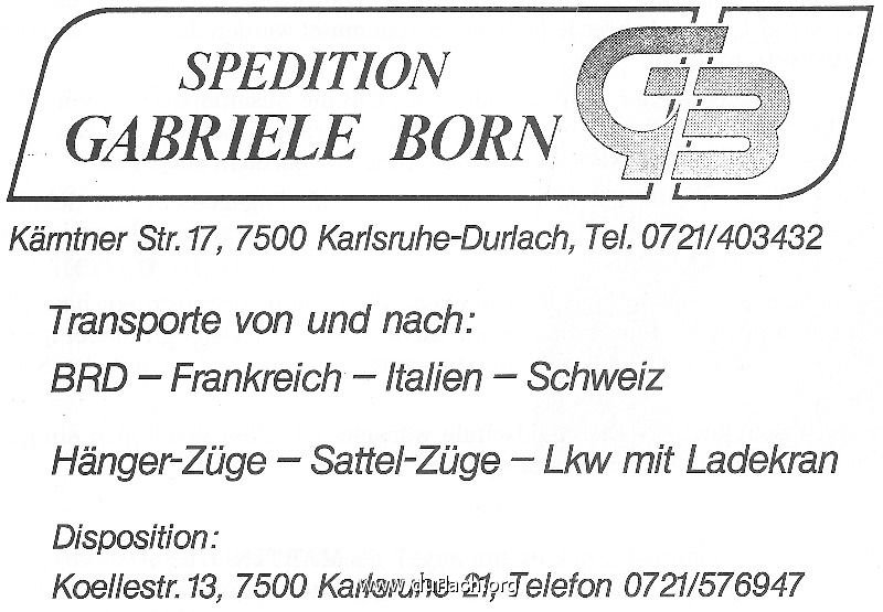 1985 - Festschrift OWS - Spedition Gabriele Born