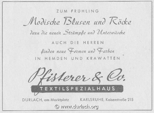 Bekleidungshaus Pfisterer & Co. 1956