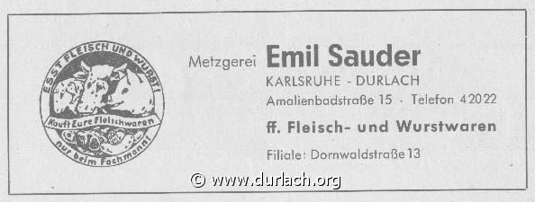 Metzgerei Emil Sauder 1956