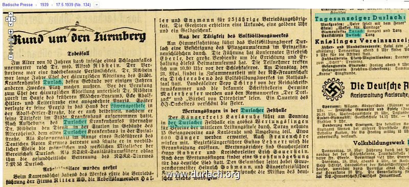 Rund um den Turmberg 1939