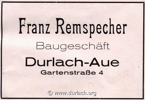 Baugeschft Franz Remspecher 1926