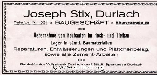 Baugeschft Joseph Stix 1926