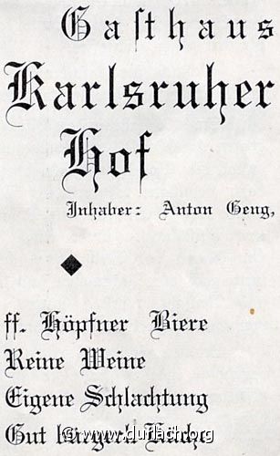Wirtschaft Karlsruher Hof 1929