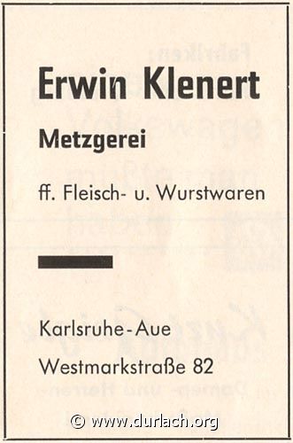 Metzgerei Erwin Klenert 1962