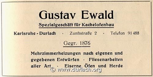 Kachelofenbau Gustav Ewald 1951