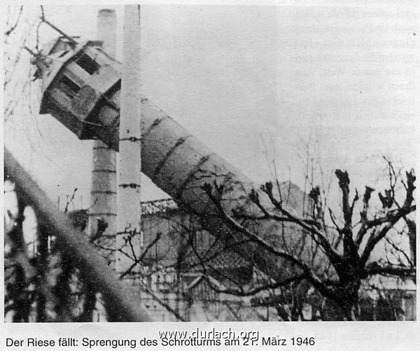 Sprengung des Schrottturms 1945