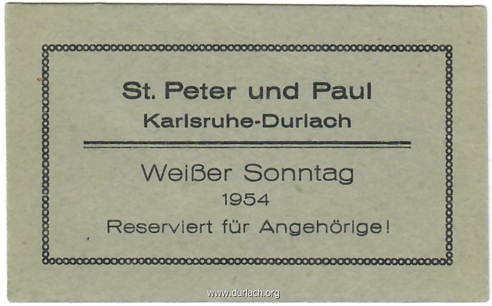 Platzkarte Weier Sonntag 1954