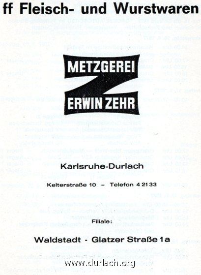 1977 Metzgerei Erwin Zehr