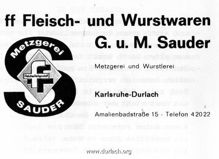 Metzgerei G + M Sauder 1982