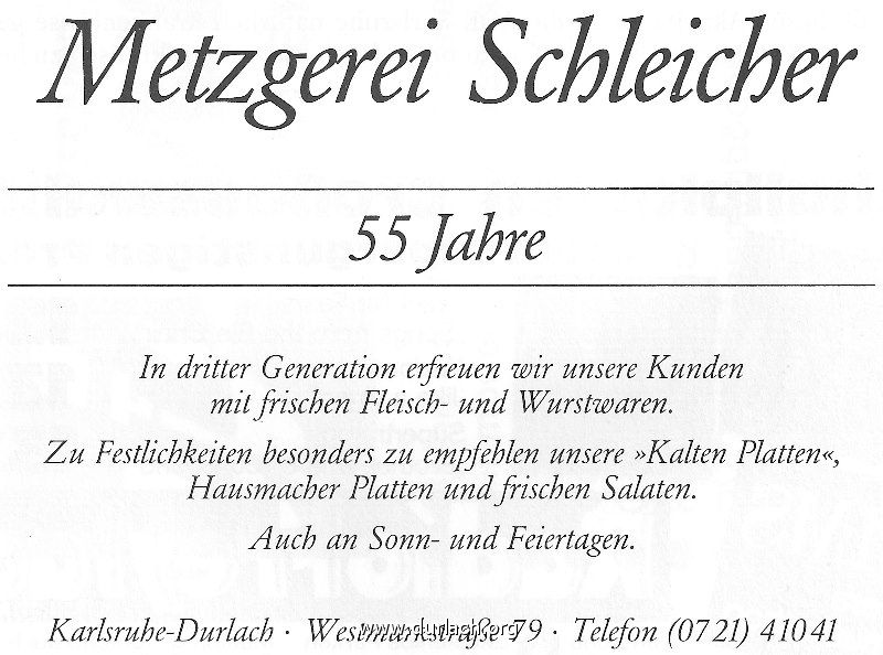1985 - Festschrift OWS - Metzgerei Schleicher