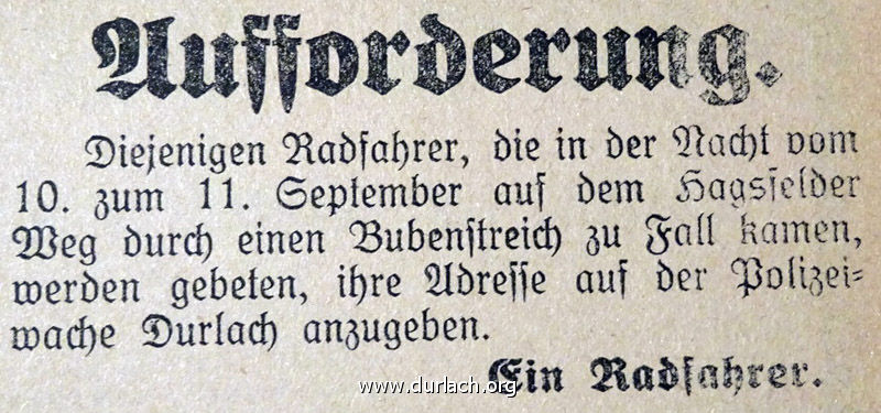Aufforderung Radfahrer