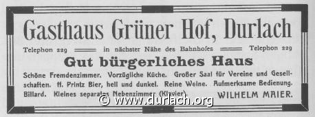 Gasthaus Grner Hof 1913-1931