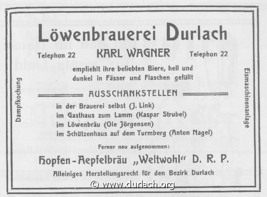 Lwenbrauerei Durlach 1913-1931