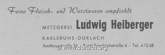 Metzgerei Ludwig Heiberger 1960