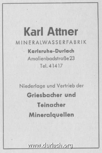 Mineralwasserfabrik Karl Attner 1956