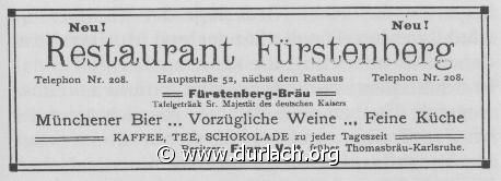 Restaurant Frstenberg 1913-1931