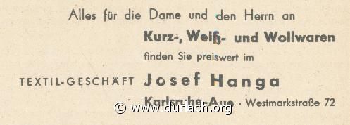 Textilgeschft Josef Hanga 1960