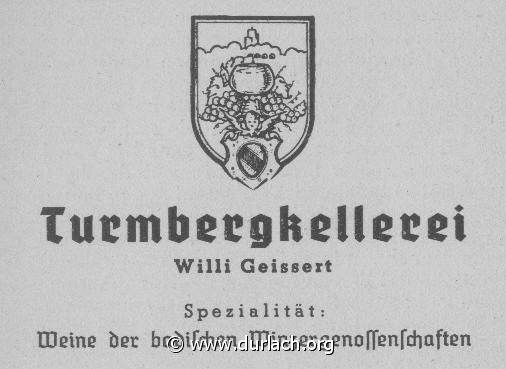 Turmbergkellerei Geissert 1951