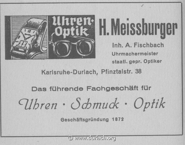 Uhren Optik H. Meissburger 1951