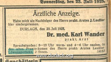 Dr. Karl Wander 1925