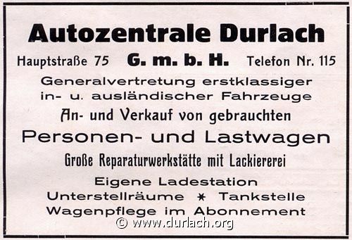 Autozentrale Durlach 1926