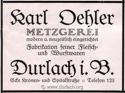 Metzgerei Karl Oehler 1926