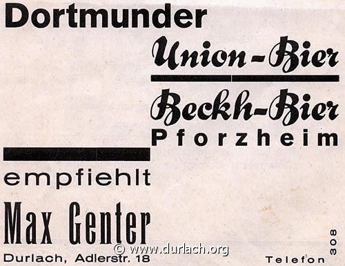 Wirtschaft Max Genter 1929