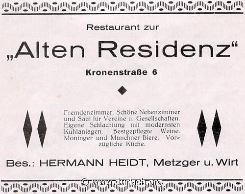 Wirtschaft Alte Residenz 1929