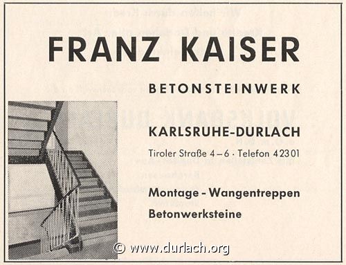 Betonsteinwerk Franz Kaiser 1962