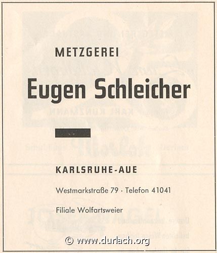 Metzgerei Eugen Schleicher 1962