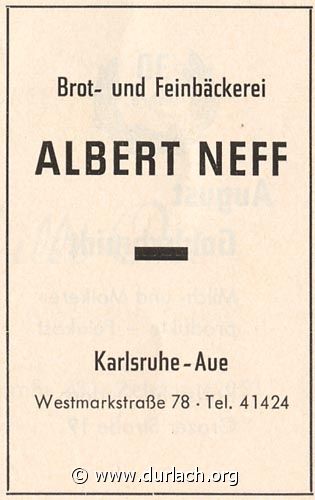 Bckerei Albert Neff 1962