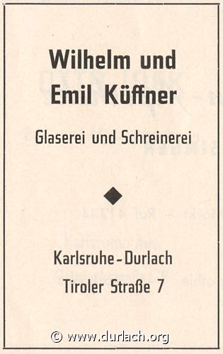 Glaserei Wilhelm und Emil Kffner 1962