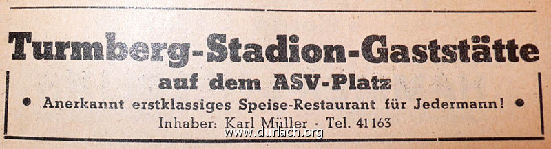 Wirtschaft Turmbergstadion 1953