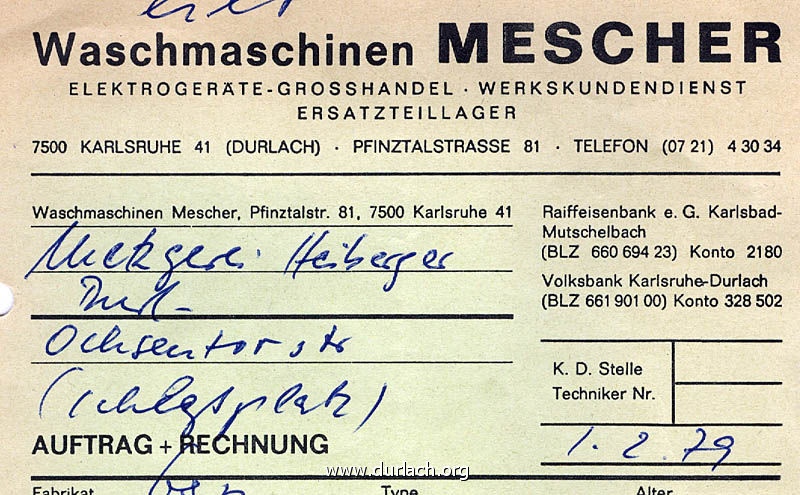 Waschmschinen Mescher 1979