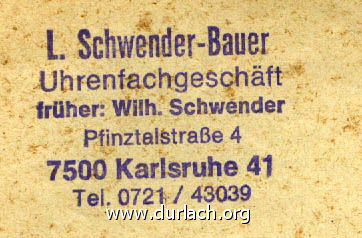 Uhren Schwender Bauer 1979