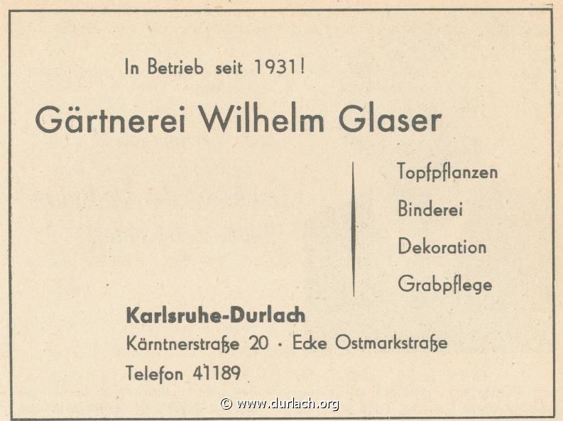 Grtnerei Wilhelm Glaser 1960