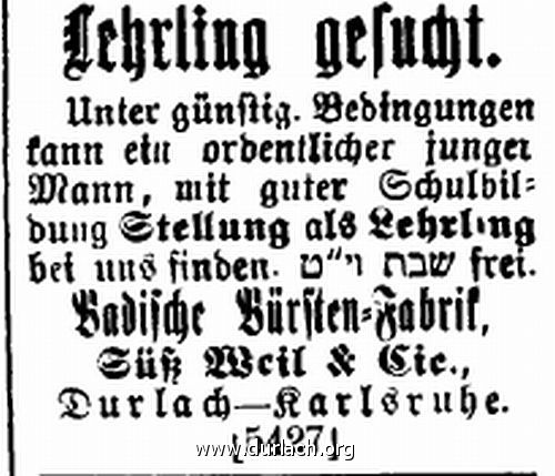 1901 - Lehrling gesucht