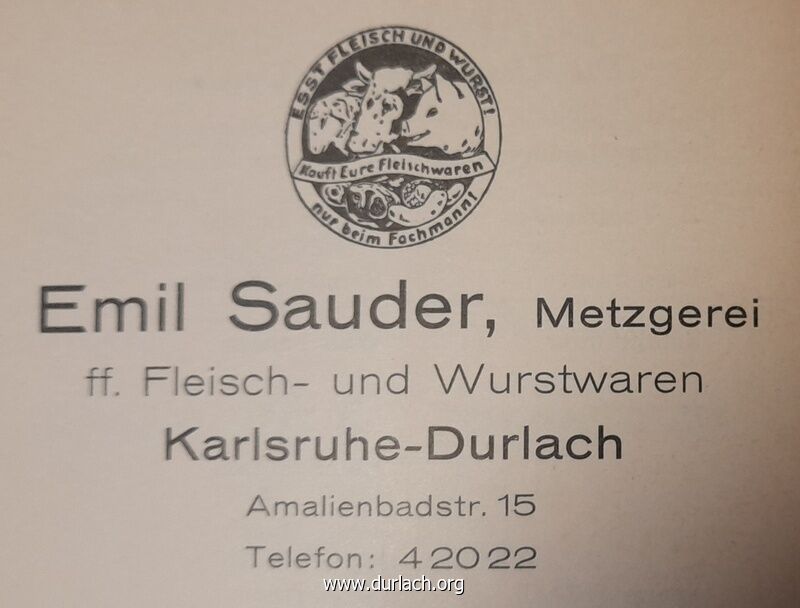 Emil Sauder, Metzgerei Amalienbadstr. 15