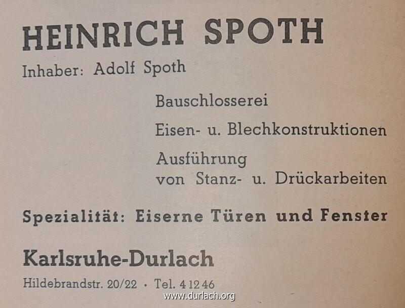 Heinrich und Adolf Spoth Bauschlosserei