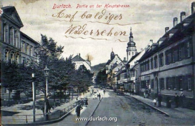 1910 - Durlach. Partie an der Hauptstrasse