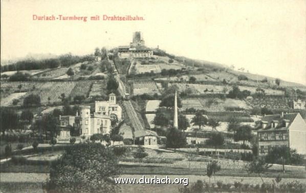 1920 - Durlach Turmberg mit Drahtseilbahn