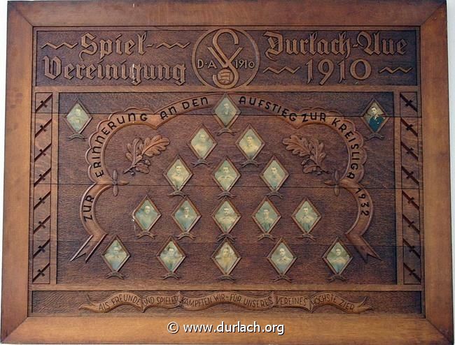 1932 - SPVGG Durlach Aue - Holztafel