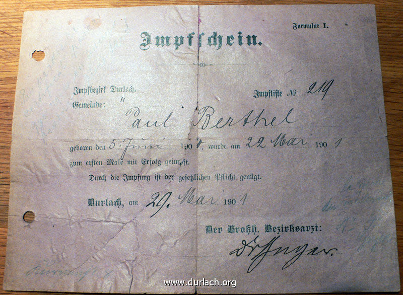 Impfschein 1901