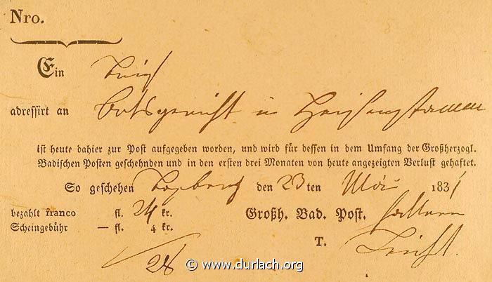 Postschein 1831