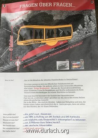 Protestplakat gegen die Verlngerung der Turmbergbahn