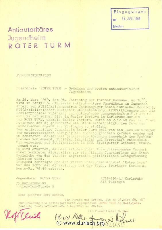 Einladung zur Grndung am 28.03.1969