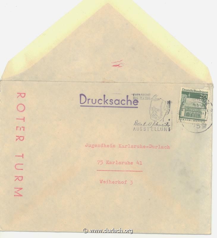 Brief ans Jugendheim Durlach
