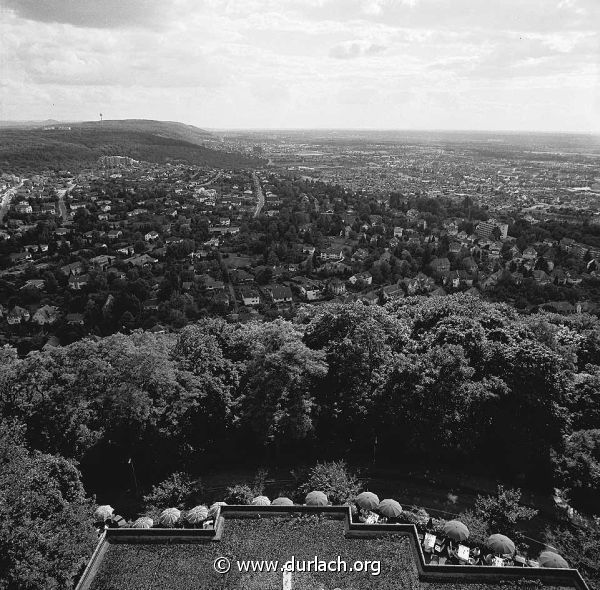 Blick vom Turmberg auf den Guggelensberg. Ca. 1983