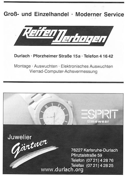 Inserat Reifen-Derbogen und Juwelier Grtner